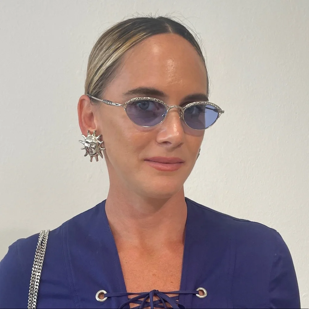 Authentic Jean Paul Gaultier Blue Lens Sunglasses 56-0003 with case - Picture 2 of 10